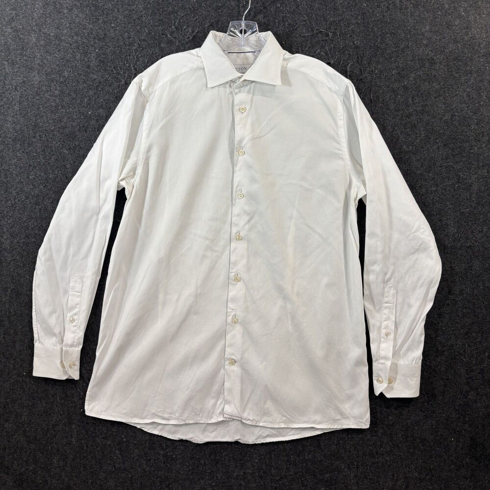 Eton Contemporary Shirt Men's 43/17 White Regular Fit Spread Collar Dress Cotton